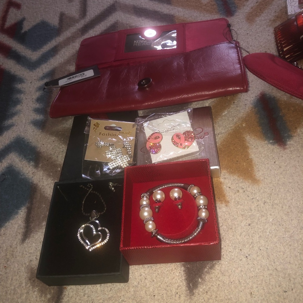 Kenneth Cole Red Clutch with Jewelry Pouch
